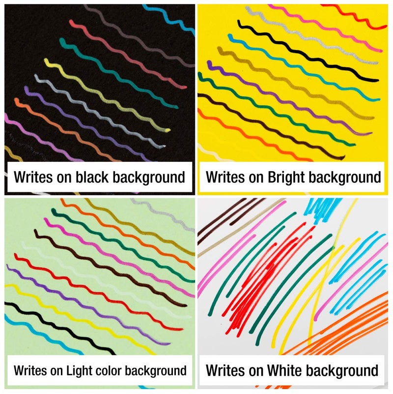 ZEYAR Dual Tip Acrylic Paint Pens 12 Metallic Colors, Board and Extra Fine Tips, Patented product, Water Based Acrylic & Waterproof Ink (12 Metallic Colors) - Image 5